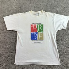 VINTAGE Chicago Tribune Shirt Mens Large White Newspaper Book Fair FLAW