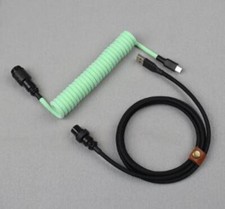 Mechanical Keyboard Aviator Cable Coiled Type-C USB Cord Black/Lime