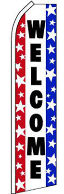 Pack of 2 Welcome (USA Stars) White Red Blue Black Swooper Super Feather Flag