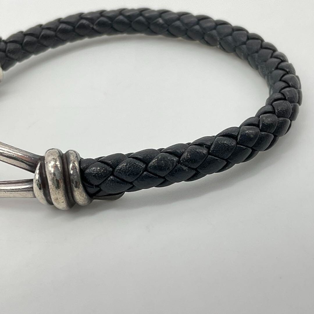 Tiffany Paloma Picasso Knot Bracelet in Sterling Silver and Black Leather SV925 Pre-Owned