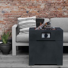 Image of Outdoor Fire Pit Garden Patio Heater Black Metal Square Gas Fireplace Firepit