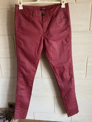 Pantalon Jean slim stretch IKKS One Step Taille Effet Enduit Rouge Bordeaux - Photo 1/4