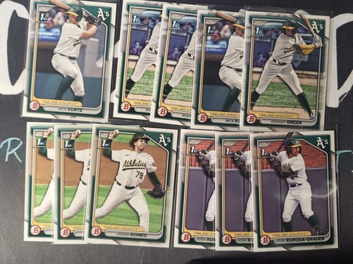 Oakland A's 2024 Bowman Draft 🔥 Prospects 11 Card Lot Chrome Paper 🔥 1st Kurtz