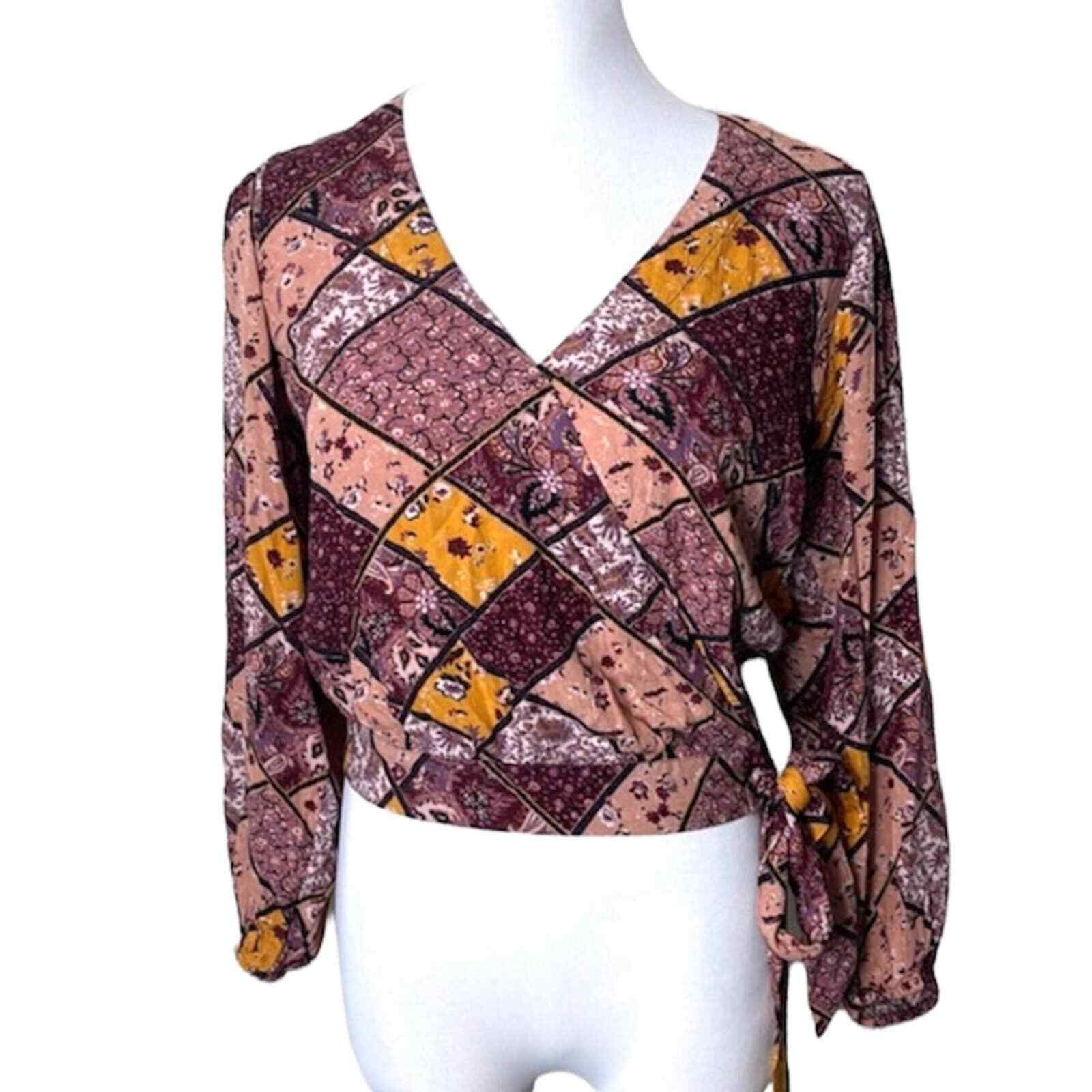 American Eagle Patchwork Wrap Top Size Small - image 1