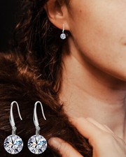 Trendy Genuine Crystals Crystal 925 Sterling Silver Drop Dangle Women's Earrings