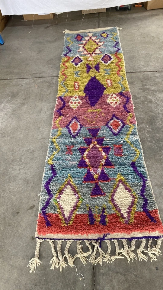 "Alfombra de corredor bereber marroquí vintage Boujaad Runner tribal BJ31 9 pies 8"" x 2 pies 4""" Foto 2 de 4