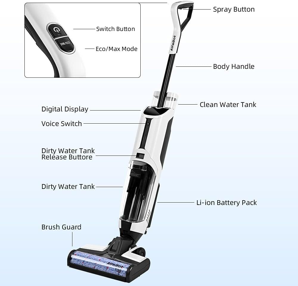 AlfaBot Wet Dry Vacuum, T36 Cordless Floor Vacuum Cleaner and - Scratch & Dent