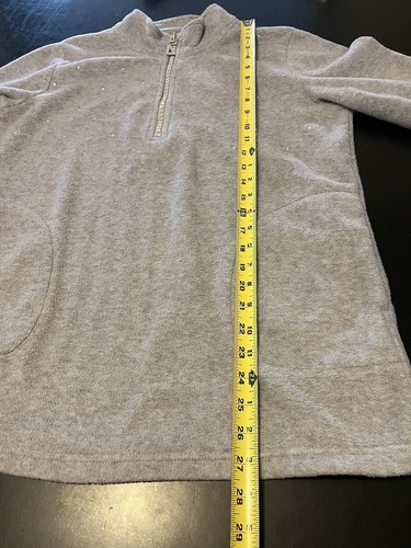 QUACKER FACTORY FLEECE PULLOVER JACKET RHINESTONE 1/4 ZIPPER-SPARKLES GRAY SZ S - Picture 8 of 10