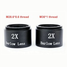 1.25 Inch 2X Metal Barlow Lens for Telescope Eyepiece M28.6 0.6/ M30 1 Thread