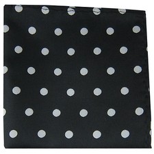 New men's polyester polka dot black silver dots hankie pocket square formal prom