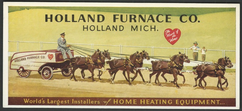INK BLOTTER Holland Furnace Co MICHIGAN Home Heating Equipment Advertising