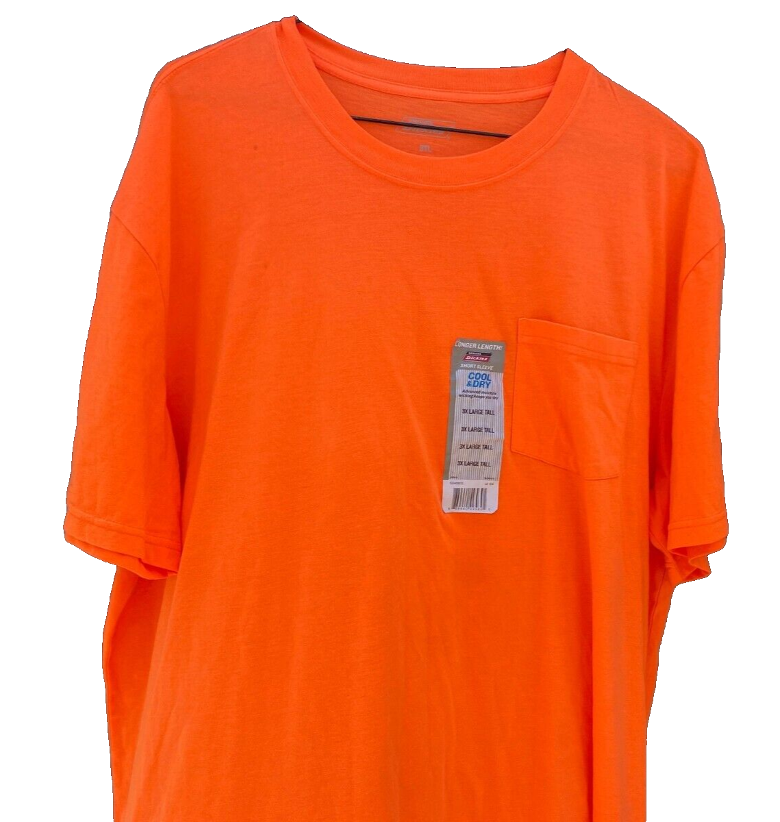 Dickies Cool Dry Men's SZ 3XL Cotton Neon Orange Short Sleeve T-Shirt  W/Pocket