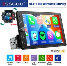 10" Car Stereo Radio Rotatable Single 1 DIN Wireless Apple CarPlay Android Auto