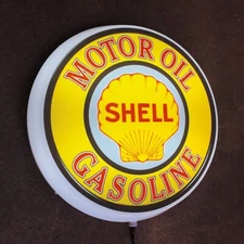 SHELL MOTOR OIL LED ILLUMINATED LIGHT BOX GARAGE SIGN GAS STATION AUTOMOBILIA