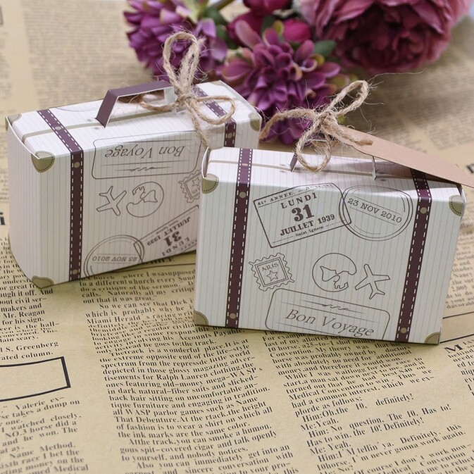 Geschenkbox Koffer Schachtel Bon Voyage Geschenkverpackung Hochzeit Party Reise