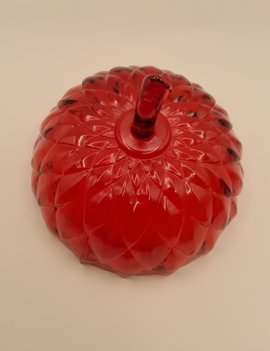 Vintage Red Glass Acorn Jar With Lid - Picture 5 of 12