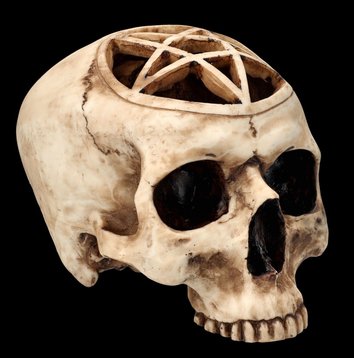 Skull Figure - Ritual Skull with Pentagram - Gothic Skull Decoration Magic
