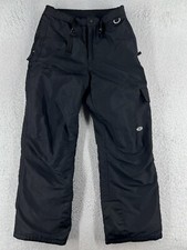 Slalom Ski Pants Youth Large Black Belted Nylon Shell Lined Zipper Pockets Cargo