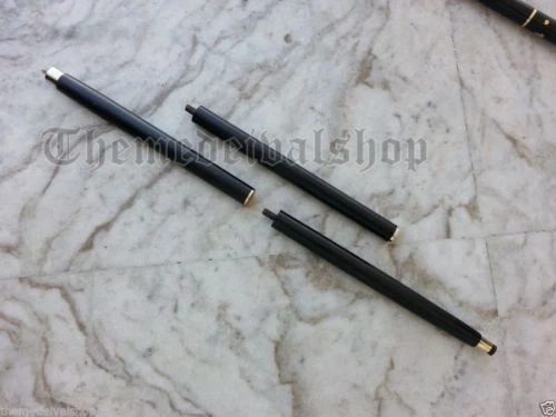 Juego de 4 bastones de madera negros con mango de latón estilo náutico vintage Foto 3 de 4