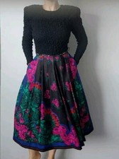 Rare! Vtg 80's Richilene Wool Designer Midi Pleated Dress France! Size 40
