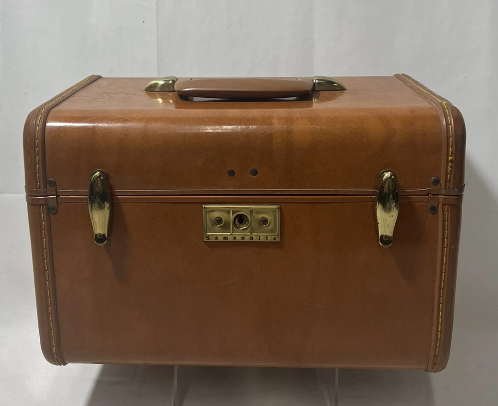 Leather train case luggage sales