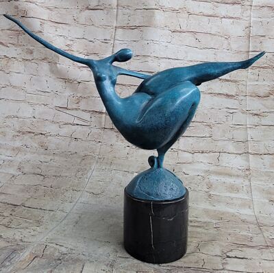 Nude Modern Mid Century Abstract Bronze Ballerina Figure Sculpture Decor Signed