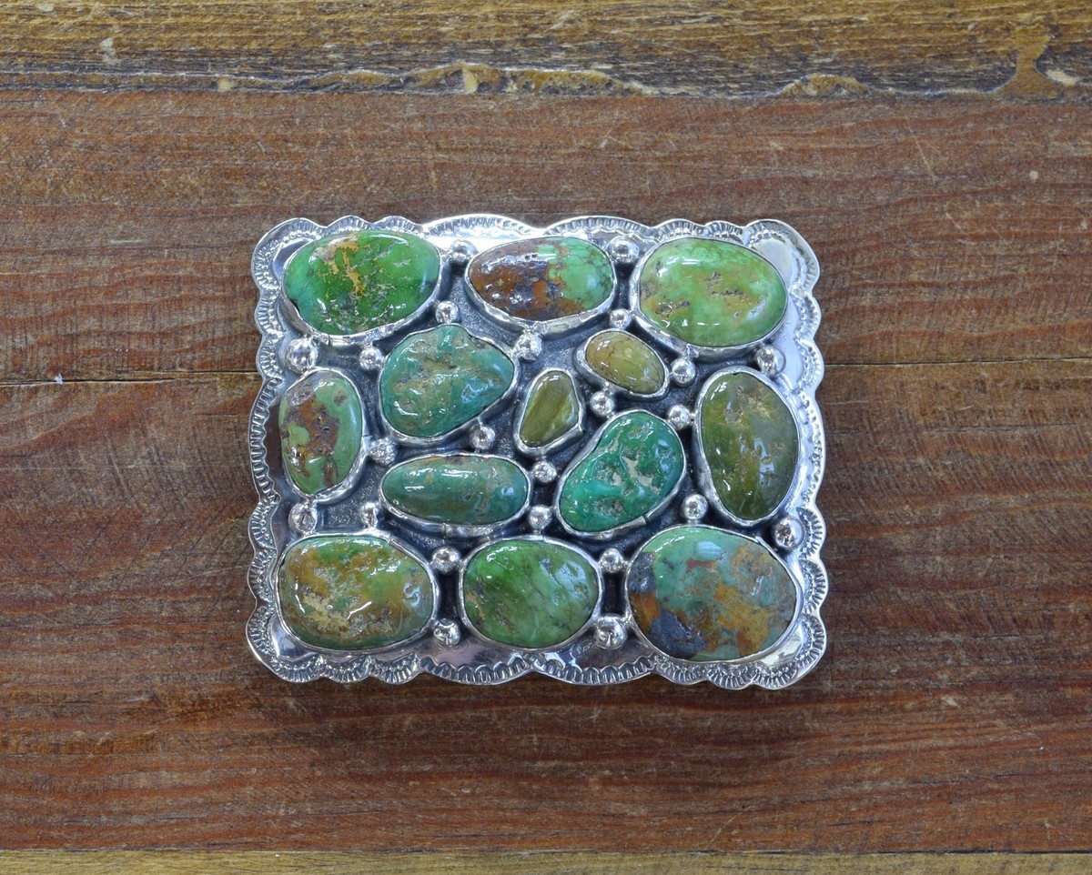 Beautiful Green Stone belt buckle Turquoise Natural Stone Belt Buckle – Haute Southern Hyde main image 3