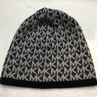 Michael Kors MK Repeat Logo Knit Beanie Hat Black Grey Soft  display picture 3