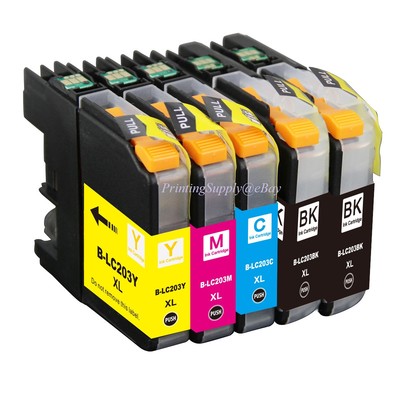 5PK Hi-Yield BK&Color Ink For Brother LC203 XL MFC-J680DW J880DW J885DW New Chip