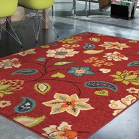 Indoor/ Outdoor Promise St. Thomas Red Floral Are Rug (7'8 X 10'10) Indoor/ Outdoor Promise St. Thomas Red Floral Are Rug (7'8 X 10'10)