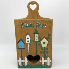 LTD Commodities 1997 Hanging 15" Wooden Plastic Bag Holder - Heart Shaped Holes