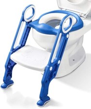 Potty Training Toilet Seat with Step Stool Ladder for Kids - Blue White