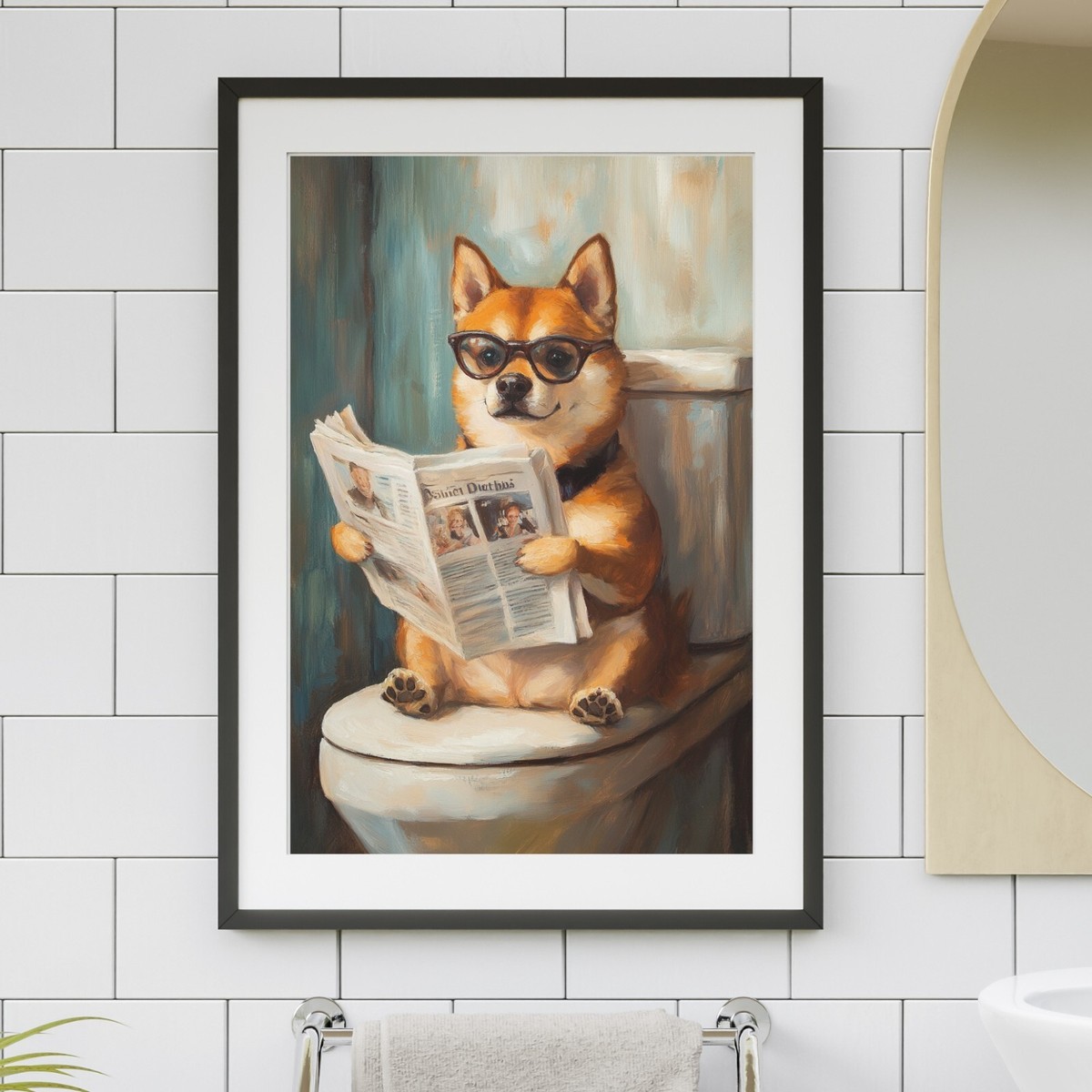 Shiba Inu on Toilet Jigsaw Puzzle 300/500/1000 Piece