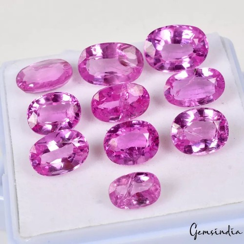 10 Pcs/9mm-12mm Beautiful Hydro Pink Ruby Oval Faceted Cut Loose Gemstones Lot