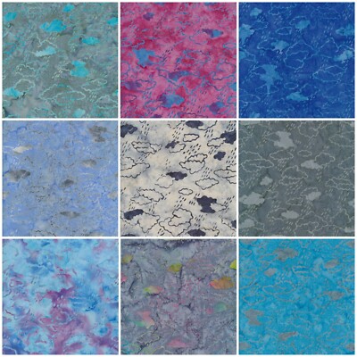Batikstoff, Regenwolkendruck, 100% Baumwolle, FQ, Basteln, Quilten Patchwork