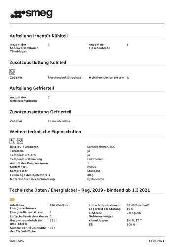 Smeg Kühlschrank FC20XDNE in Edelstahl Optik Ausstellungsstück - Bild 7 von 8