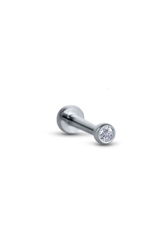 Titanium Labret Style Nose Ring Stud Threadless Push Pin 1.5mm CZ 16G 18G 20G - Picture 3 of 12