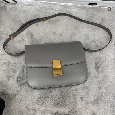 Celine Classic Box Brown Leather Gold Hardware Shoulder Crossbody Handbag