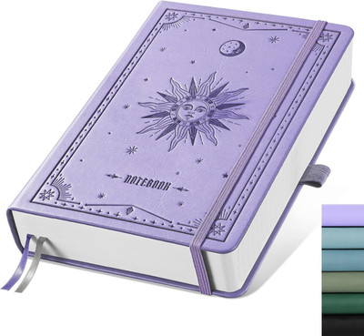 EMSHOI Notizbuch A5 Kariert, Notizblock, Hardcover Leder 320 Seiten Mit 1 Innent