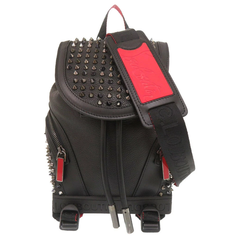 CHRISTIAN LOUBOUTIN LARGE FUNKY Calfskin Studded Backpack RARE LIMITED SPORT Christian Louboutin Explorer Funk Backpack Black3175044B115  main image 3