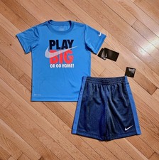 NEW Nike Little Boy Dri-fit Tee Short Set, Blue sz 6