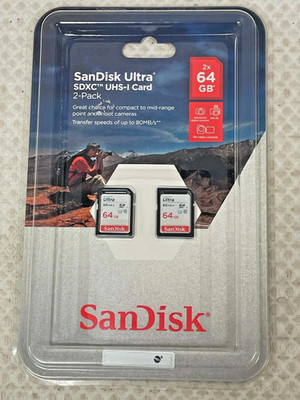 SanDisk Ultra 64GB SDXC UHS-I Memory Card 2-Pack 80MB/s Class 10 Full HD New