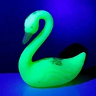 Vintage Fenton Satin Custard Uranium Glass Hand Painted Swan Figurine