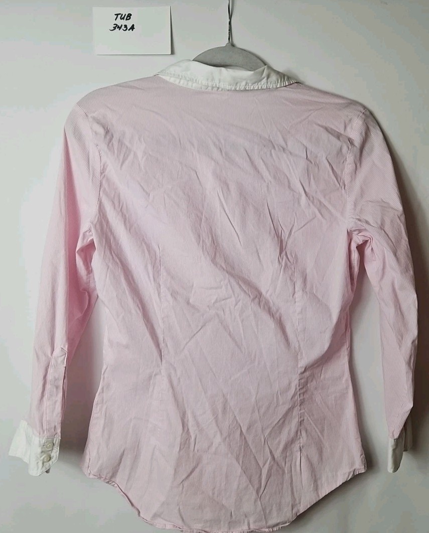 Zara Basic Collection Pink & White Pinstripe Butt… - image 3