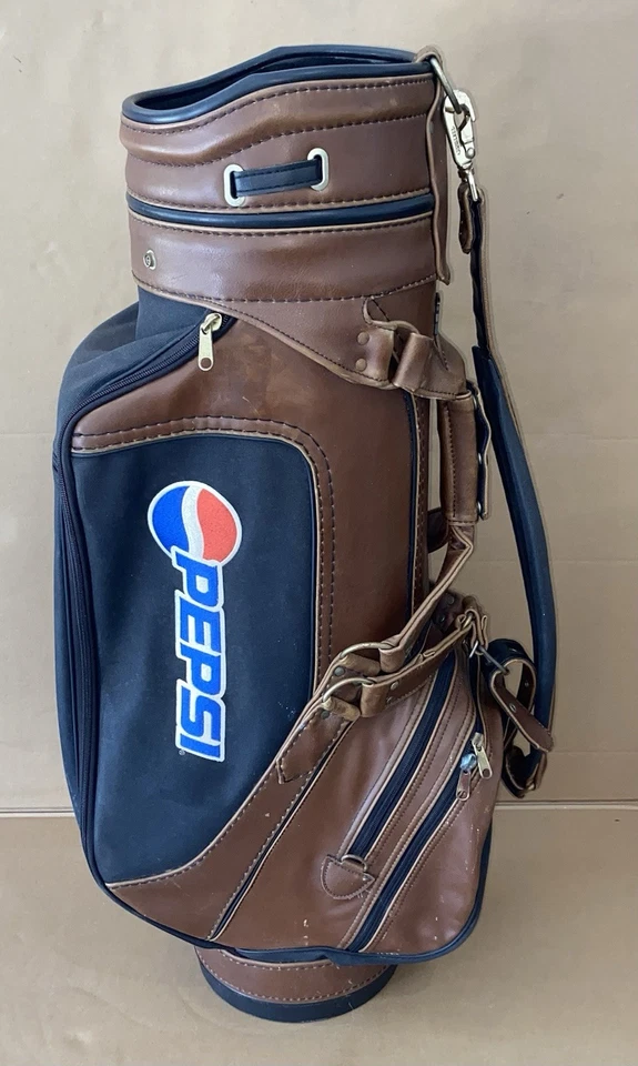 Bolsa de golf Pepsi deportiva vintage de cuero marrón Belding Foto 2 de 4