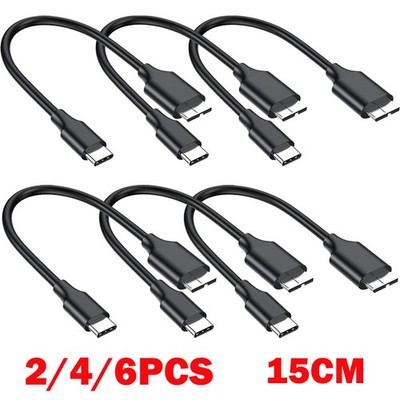 2/4/6Pc 15cm Micro B to USB C External Hard Drive Cable Portable For Seagate USA