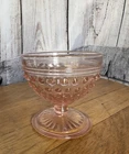 Vintage  Anchor Hocking Pink Hobnail Pedestal Dessert Sundae Sherbert Dish 3.25”