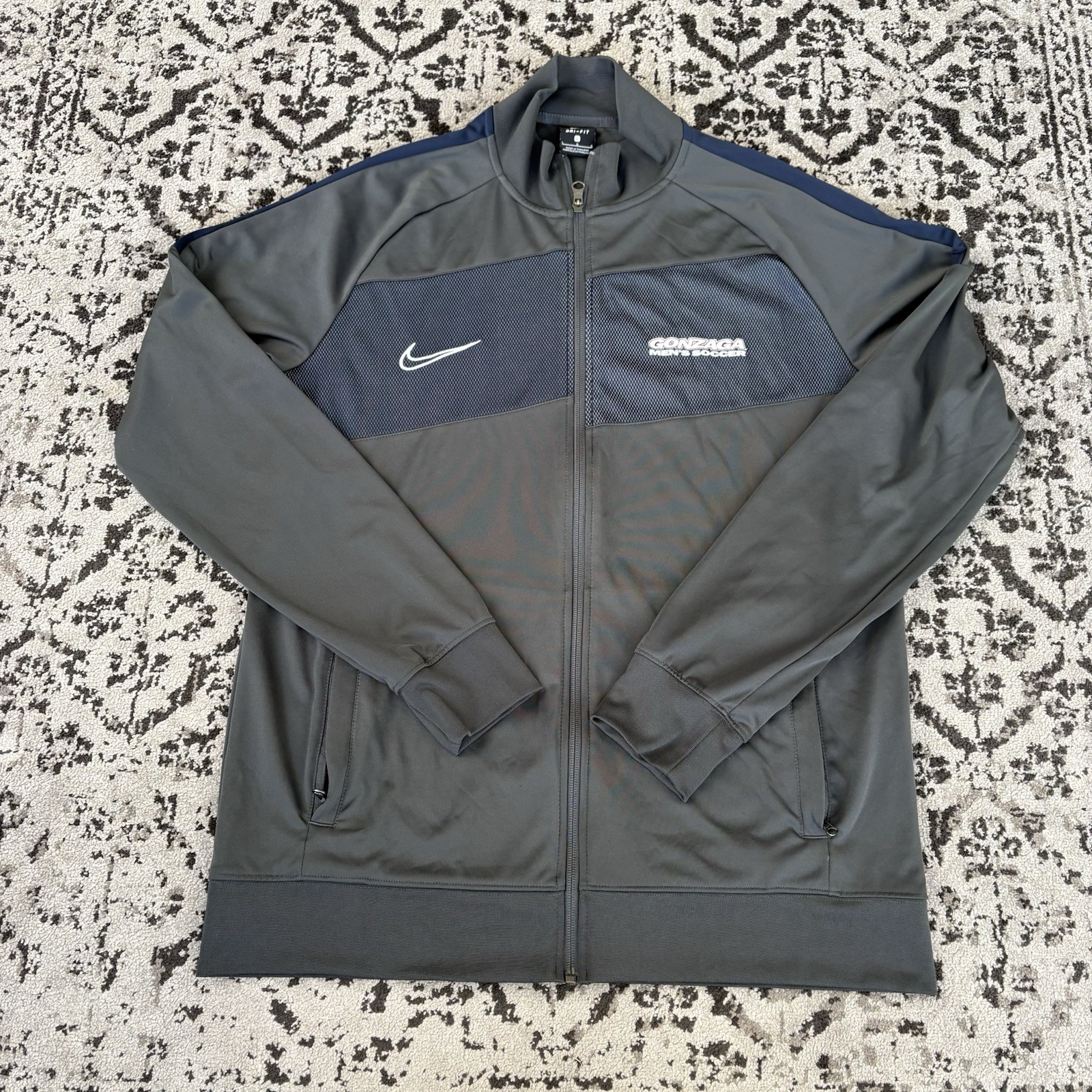 Nike Dri-fit Gonzaga Bulldogs Mens Large Gray/ Blue Y2K Full Zip Track Jacket