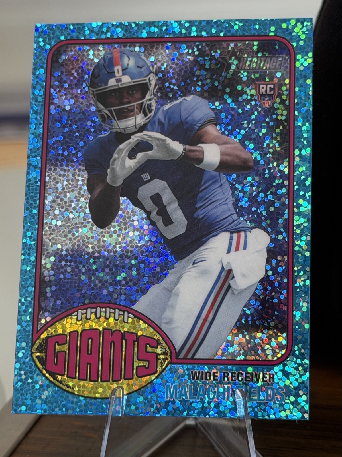 2026 Topps Heritage RC Malachi Fields New York Giants #224 Blue Sparkle