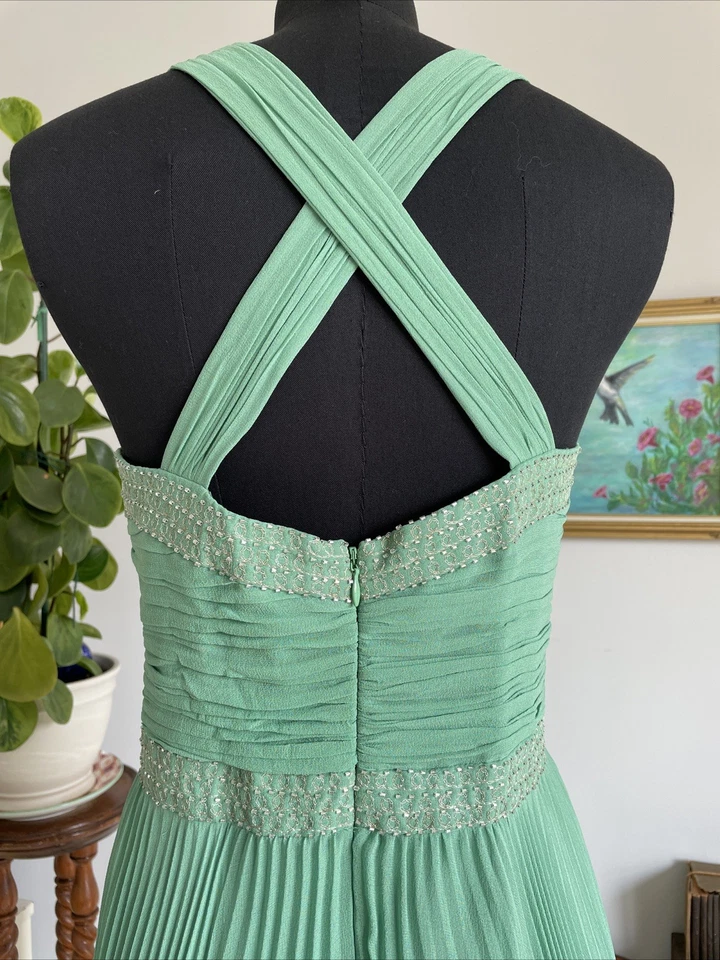 Vestido Midi De Colección Jones New York Seda Plisado Con Cuentas Talla 10P Coqueta Hada Formal Foto 4 de 4